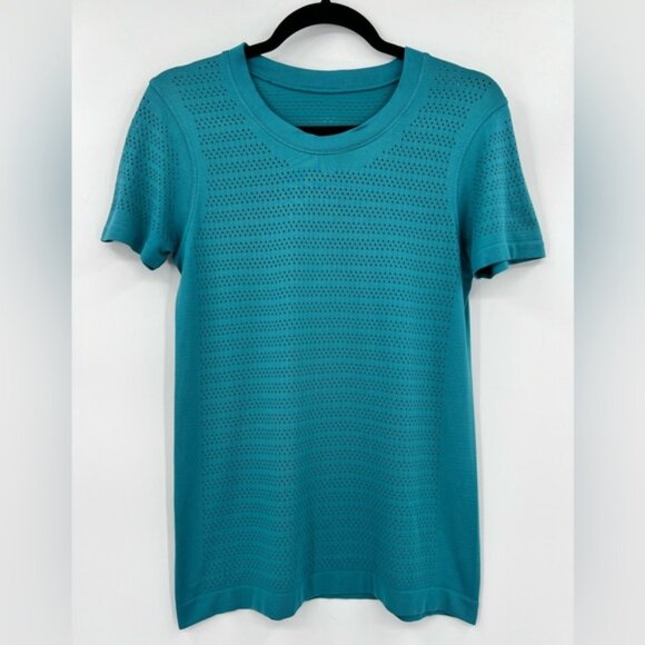 Lululemon Breeze By Short Sleeve Squad T-Shirt Perforated Ice Cave Aqua Blue 6 - Picture 7 of 16